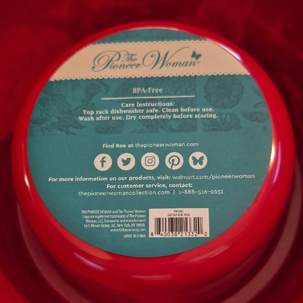 The Pioneer Woman Red and Blue Floral Pet Bowl
